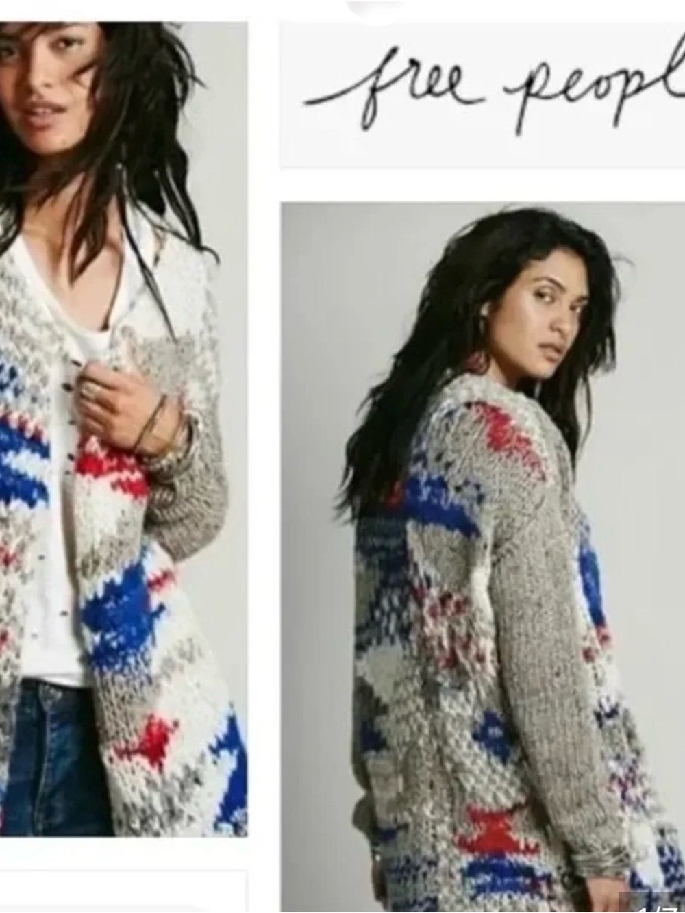Free People Fireworks Cardigan Oversized XS Alpaca Wool Blend